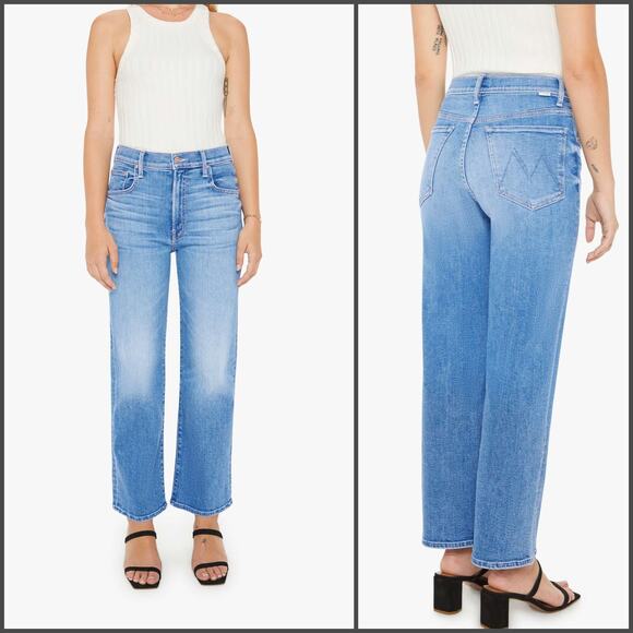 MOTHER denim LIL' The Rambler zip Flood Jeans Out of the Blue Petite 25 - Picture 1 of 14